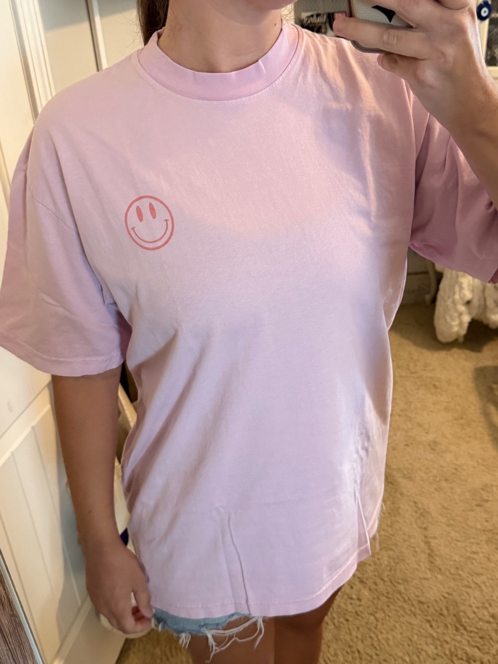 TALULAH Pastel Pink Short Sleeve Tee with Smiley